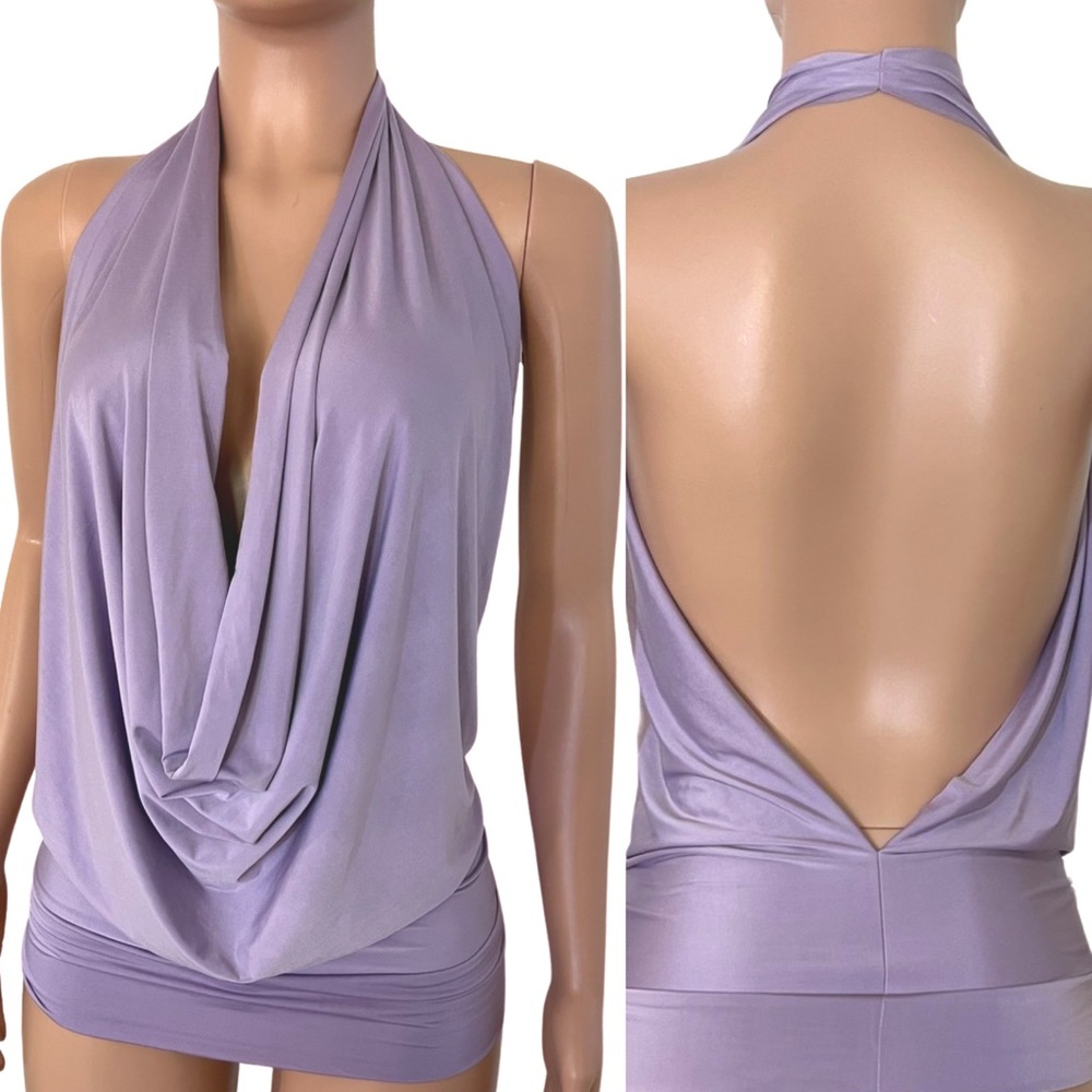 Lavender Purple Backless Lycra Halter Top - Made in USA